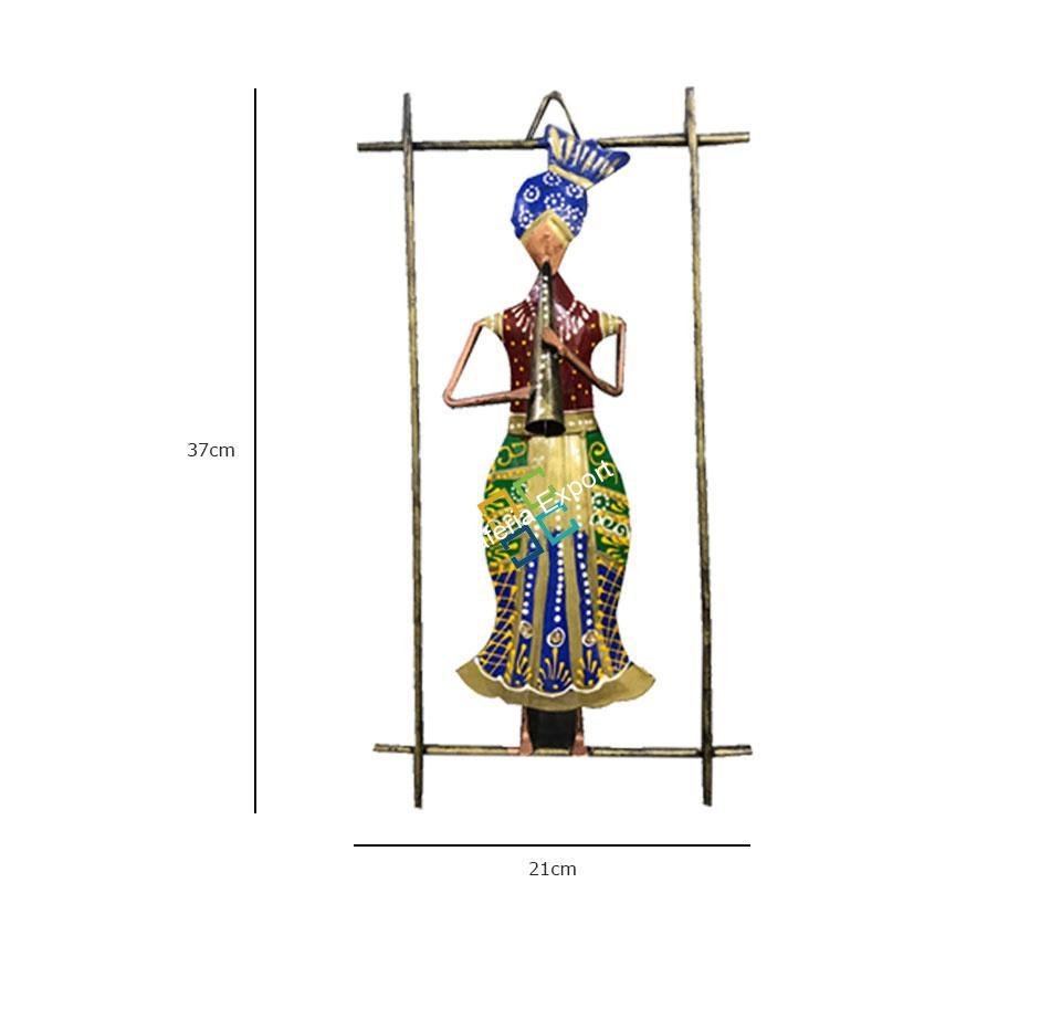 Tribal Punjabi Musical Man Wall Hanging / Traditional Handicrafted wall decor set of 3 - Image 2
