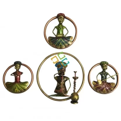 Antique Musical man with Hookah men wall hanging showpiece set of 4 - Image 2