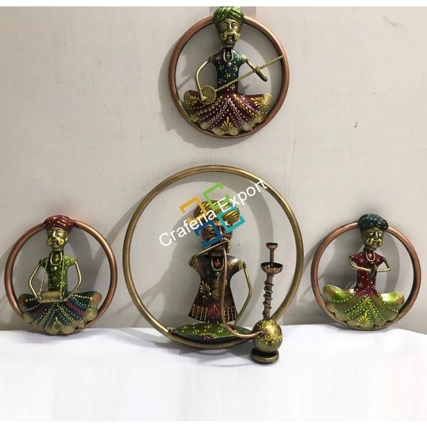 Antique Musical man with Hookah men wall hanging showpiece set of 4 - Image 3