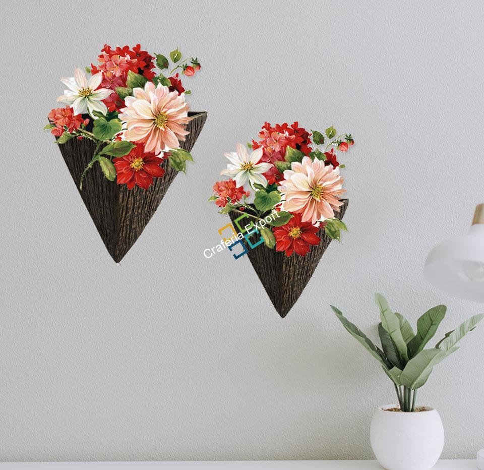 Brownish Flower Pot Wall Hanging/Home Decor/Gift Item(Set of 2)