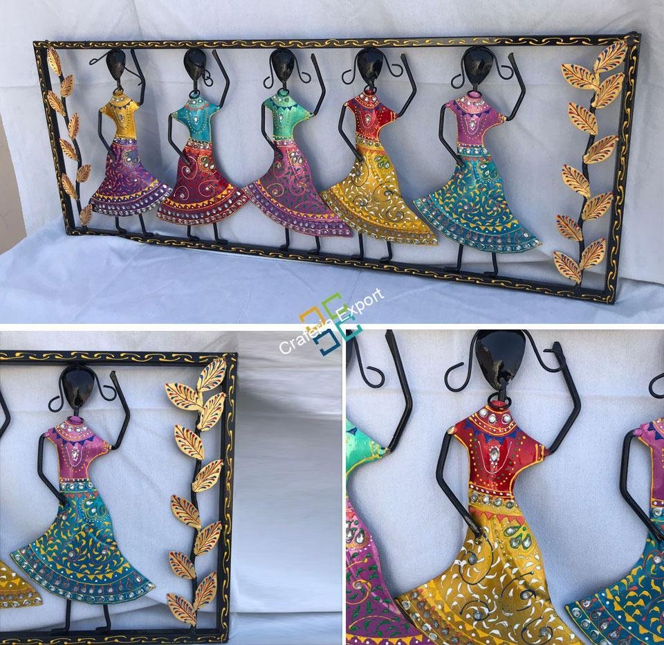 Decorative Metal Folk Dancing Women Wall Panel/Wall Hanging For home decor - Image 4