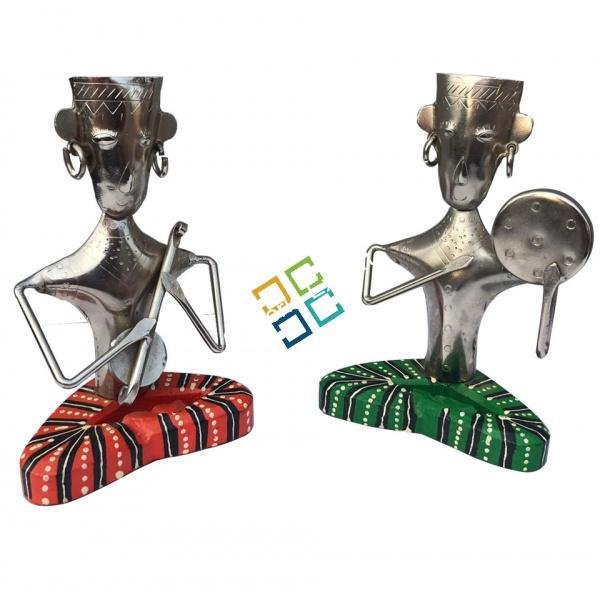 Pair of metal musical men for Interior Decoration (Set of 2)
