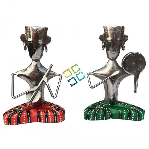 Pair of metal musical men for Interior Decoration (Set of 2) - Image 3