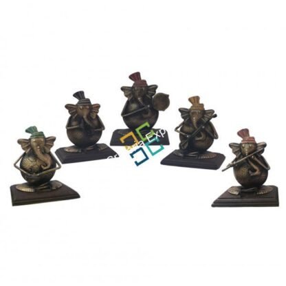 Brass Musical Instruments stylish Brass Ganesh (set of five) Indian handicrafts / showpiece - Image 2