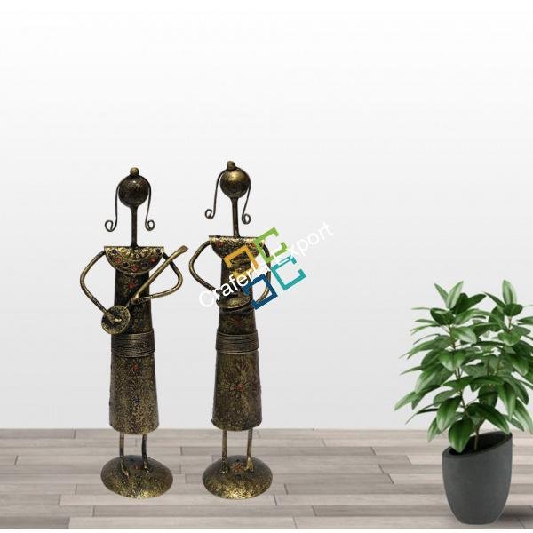Antique Handicrafts pieces of iron tribal men decorative showpiece (set of 2) - Image 3