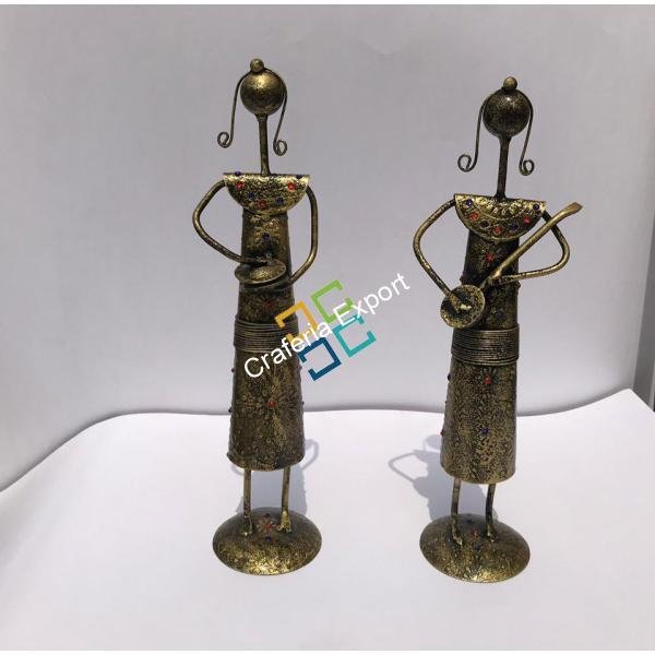 Antique Handicrafts pieces of iron tribal men decorative showpiece (set of 2) - Image 2
