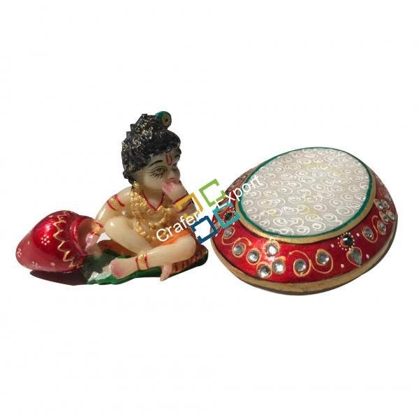little krishna kanhaiya eating makhan Idol /statue showpiece for gift or home decor - Image 2
