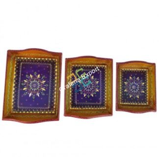 Wooden Handicraft tray for serving / decoration ( set of 3 )