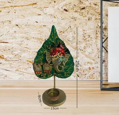 Patha/leaf Ganesh Tealight candle holder with showpiece - Image 2
