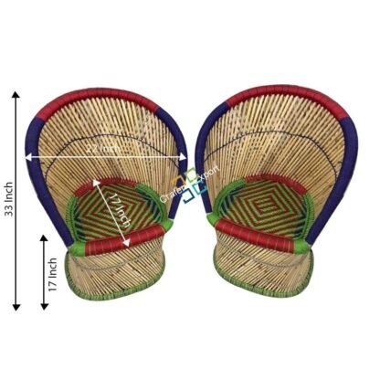Handicrafts bamboo chairs mudha large size  (set of 2) - Image 2