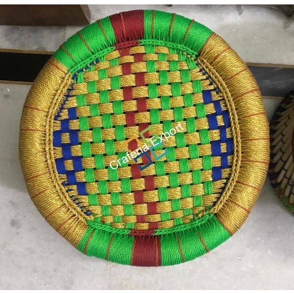 Handcrafted Bamboo Mudda Stool(Set Of 2) - Image 8