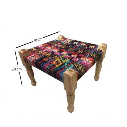 Colorful Handmade Wooden Pidha/Stool For Home - Image 2