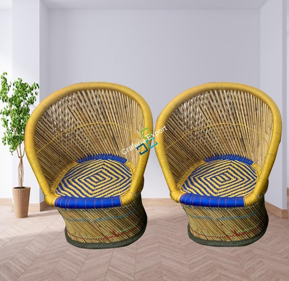 Classic Mudda Bamboo Chair (Set of 2) in Multi Color Extra Large Size | Indoor Outdoor Furniture - Image 6