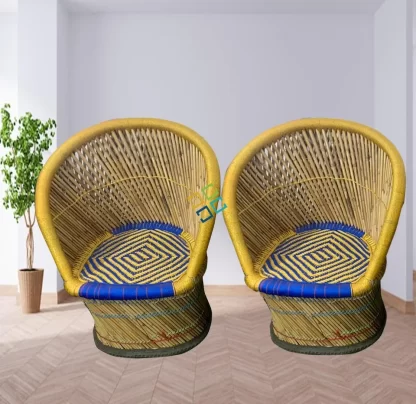 Classic Mudda Bamboo Chair (Set of 2) in Multi Color Extra Large Size | Indoor Outdoor Furniture - Image 2
