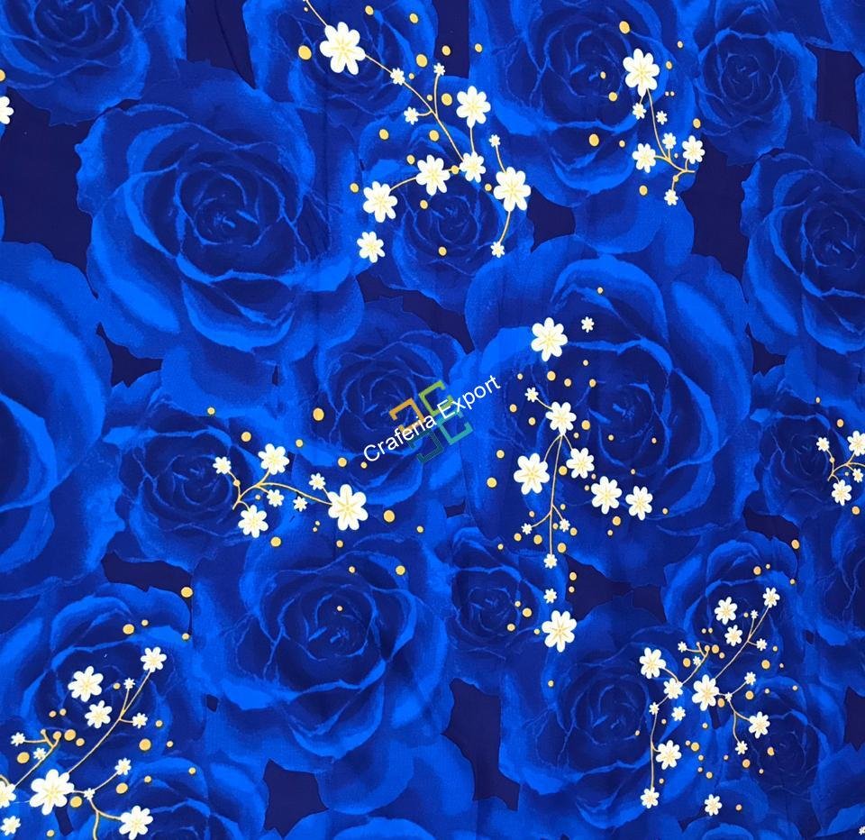 Elegant blue big flower print cotton AC quilts / blanket / duvet for double bed - Image 2