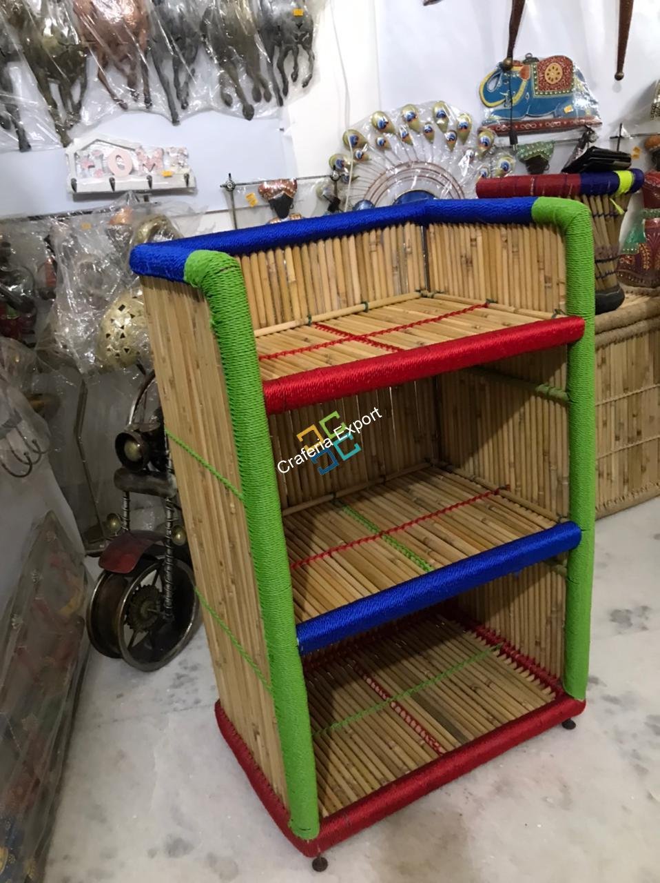 Handcrafted Bamboo Shoe Rack/ Stand/ Shelf for Outdoor/Indoor Use - Medium Size