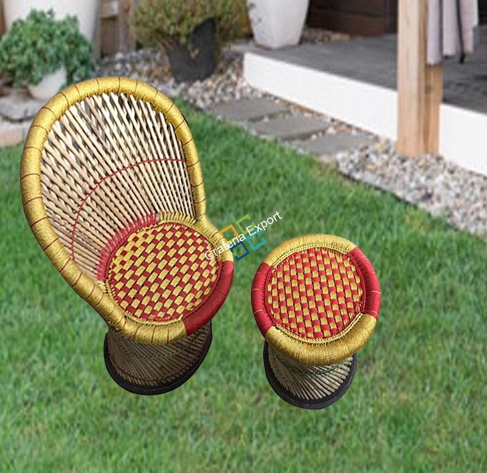 Mudda Bamboo Chair With Stool for Sitting/Relaxing/Outdoor/Indoor Use (Set of 2) - Image 2