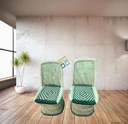 Bamboo Woven Rattan Chairs (Set of 2) Home Decor Furniture Ascents for Living Rooms , Hotels - Image 2