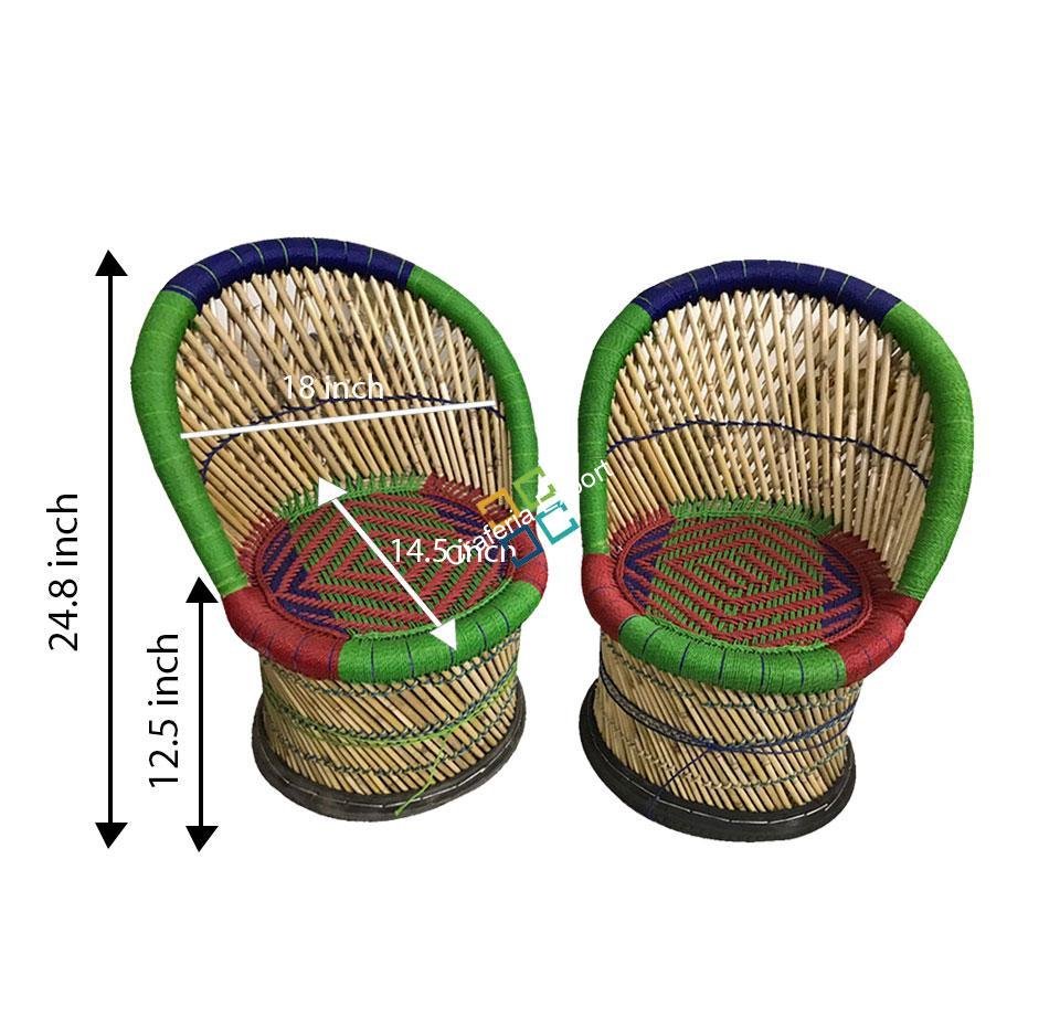 Bamboo Mudha/Muddha Chairs set of 2 (Small Size) - Image 2