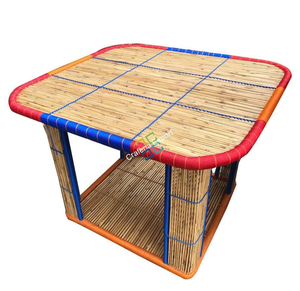 Bamboo Crafted Square Table for Garden Dinner living Areas