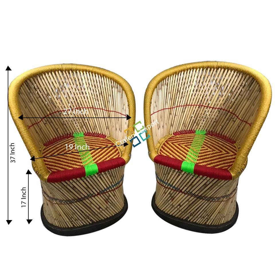 Handcrafted Bamboo Chairs Mudha/Muddha (Set Of 2) Extra Large Size - Image 2