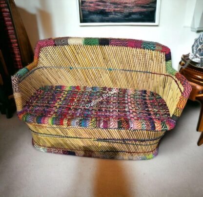 Handmade Mudha Furniture Set Of 5 Bamboo 3 Seater Sofa Set Two Chairs And Two Stools Living Room Furniture Set - Image 3