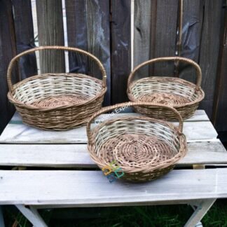 Willow Wicker Rattan Round shaped baskets for Gifts Hamper, Storage, Picnics/multiuses basket with handle