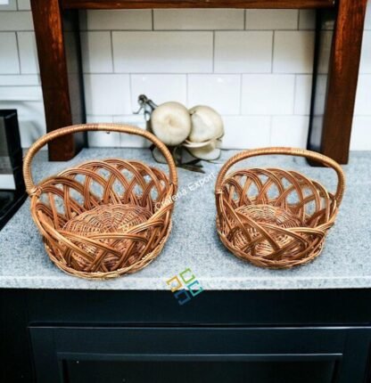 Wicker Willow Gift Basket with handle and curl shaped / Gift Packing Multipurpose Handmade Eco-Friendly Cane bamboo Baskets - Image 2