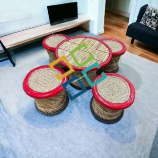 Handmade Bamboo Cane Wooden Stool Table Set for Adults Old People Living Room Main Hall Balcony Garden Lawn Furnitures