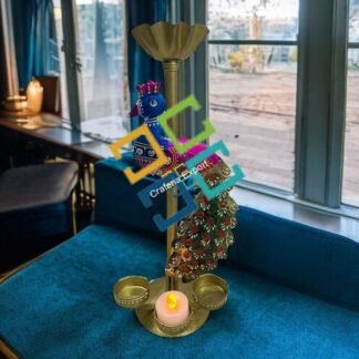 Iron Peacock Tealight Holder Cum Pooja Stand for Pooja Room,Home Decor Multi Color