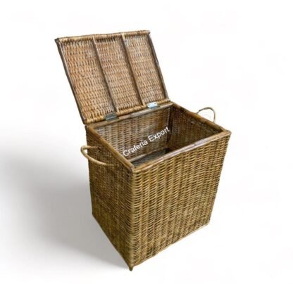 Cane Rattan Laundry Cum Picnic Handcrafted Basket with Lid - Image 3