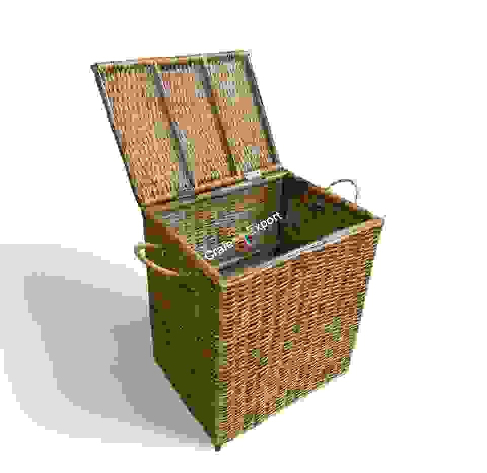 Cane Rattan Laundry Cum Picnic Handcrafted Basket with Lid - Image 3
