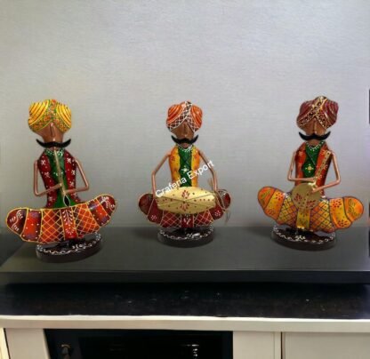 Antique colourful Sitting Musician Sardar Set For Living Room Decor / Rajasthani Musicians playing showpiece set