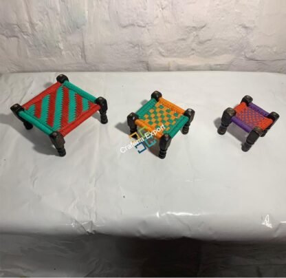 Handicraft handwoven Multicolor Square Khat/Cot(Set of 3) for Home table top, showcase decoration item - Image 4
