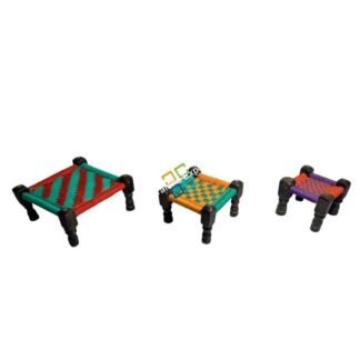 Handicraft handwoven Multicolor Square Khat/Cot(Set of 3) for Home table top, showcase decoration item