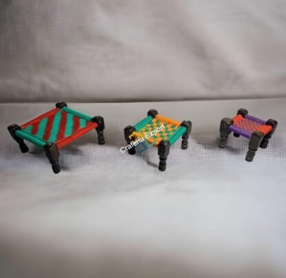Handicraft handwoven Multicolor Square Khat/Cot(Set of 3) for Home table top, showcase decoration item - Image 2