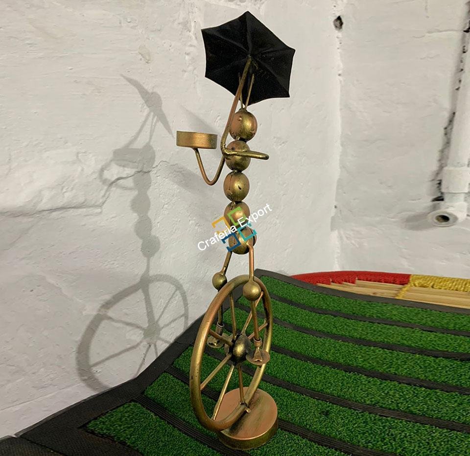 metal tribal lady with umbrella tea light candle holder - Image 4