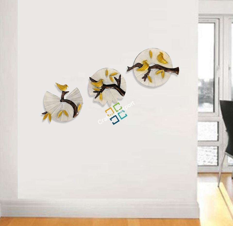 Antique bird on branch wall art panels set of 3 for home decor - Image 3