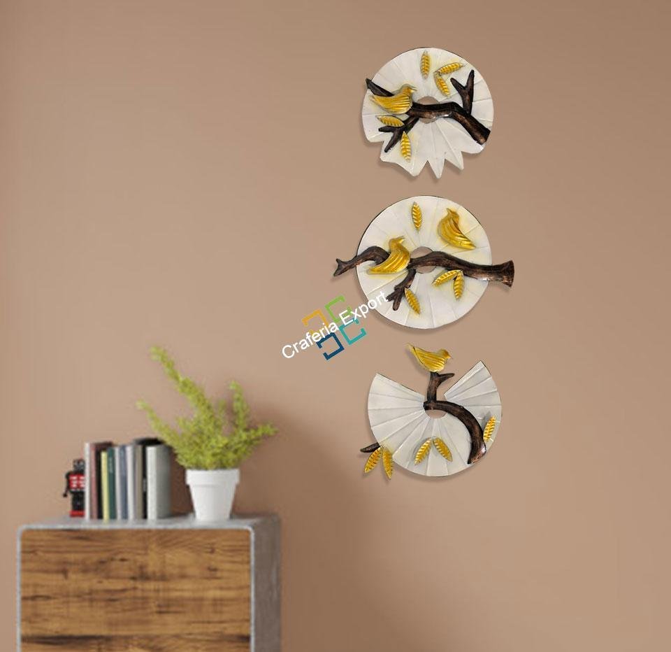 Antique bird on branch wall art panels set of 3 for home decor - Image 4