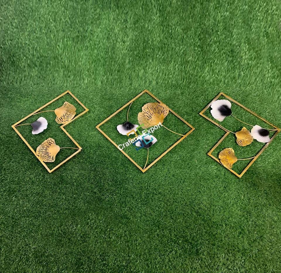 Metal Golden panels Wall Art flower design for home decor(set of 3) - Image 4