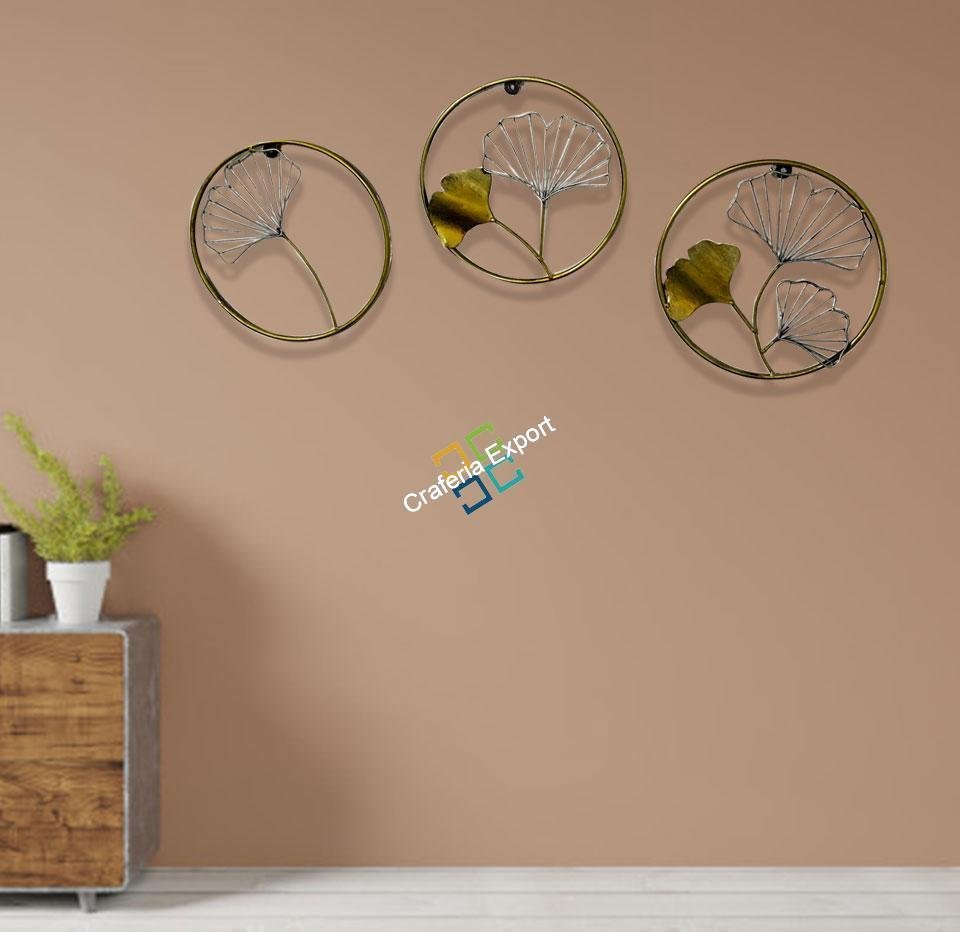 Round Ring shaped wall art panel with flower design for home decor set of 3 - Image 6