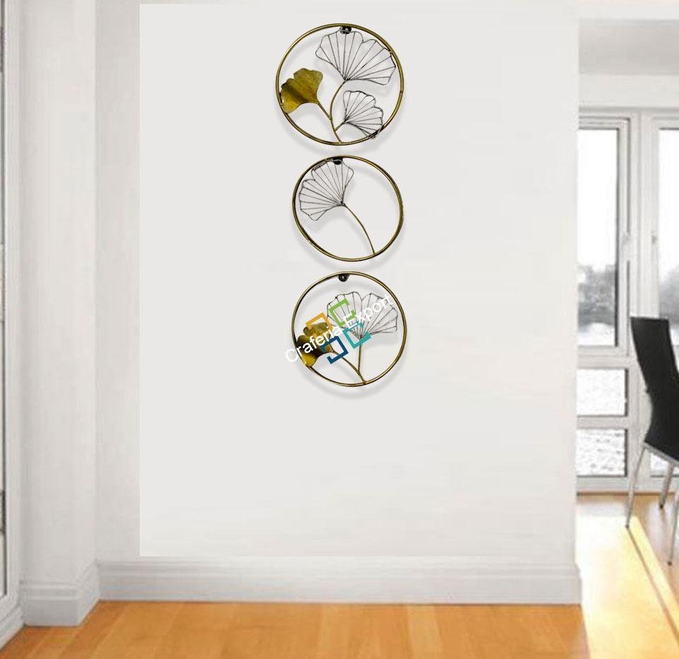 Round Ring shaped wall art panel with flower design for home decor set of 3 - Image 5