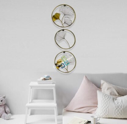 Round Ring shaped wall art panel with flower design for home decor set of 3 - Image 4