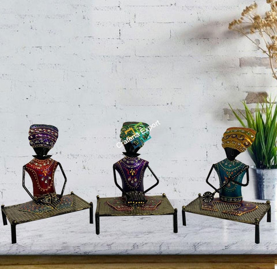 Hand-painted Decorative Rajasthani Musicians Showpieces with for home decor - Image 4