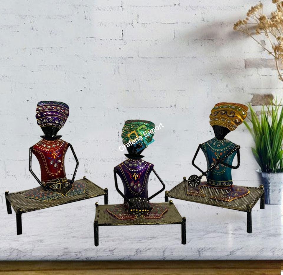Hand-painted Decorative Rajasthani Musicians Showpieces with for home decor - Image 5