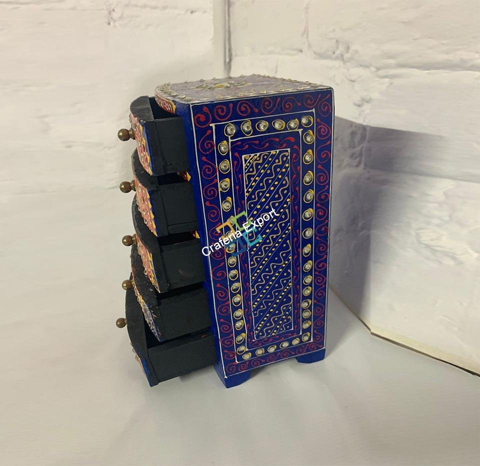 Wooden jewellery box with embroidery 5 drawer - Image 6