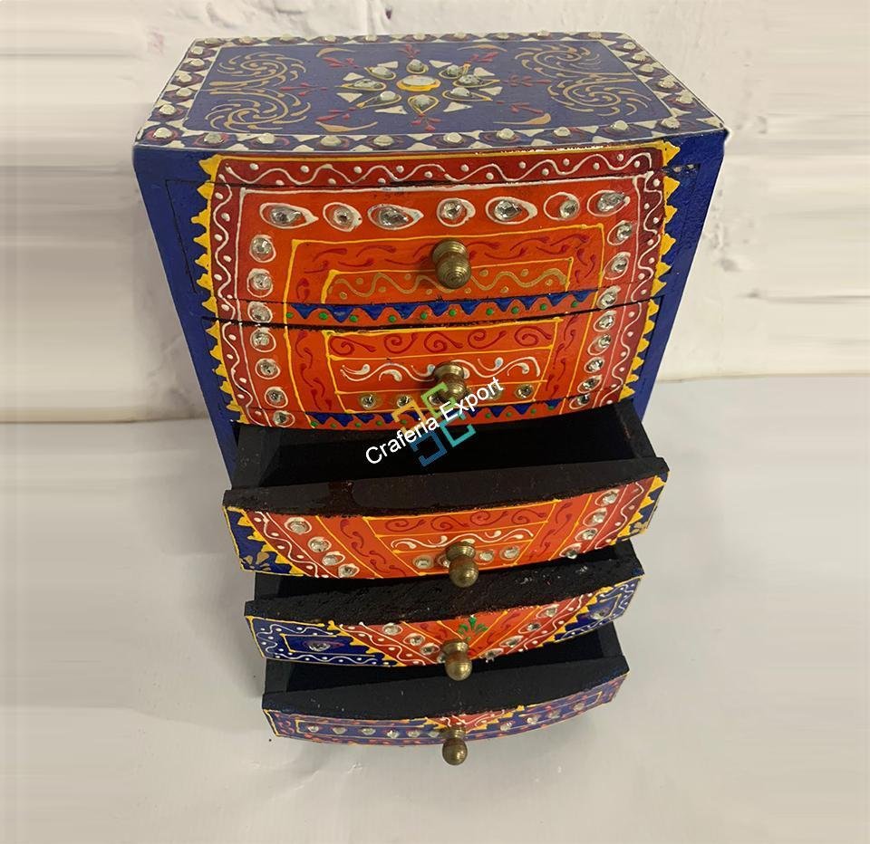 Wooden jewellery box with embroidery 5 drawer - Image 7
