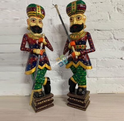 Wooden Darbaans Set Guards Showpiece Figurine for home decor - 3ft - Image 8
