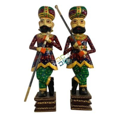 Wooden Darbaans Set Guards Showpiece Figurine for home decor - 3ft