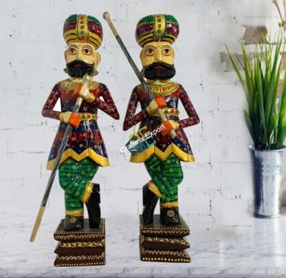 Wooden Darbaans Set Guards Showpiece Figurine for home decor - 3ft - Image 2